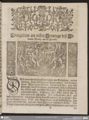 [Evangelium und Epistel am ersten Sonntage deß Advents]