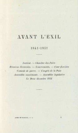 Avant l'exil. 1841-1851