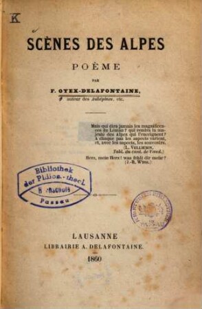 Scènes des Alpes : poème