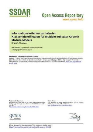Informationskriterien zur latenten Klassenidentifikation für Multiple Indicator Growth Mixture Models