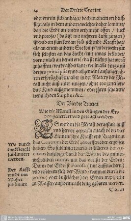Der Vierdte Tractat. Wie die Metall in den Gängen der Erden generiert und gezeugt werden.