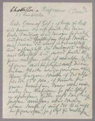 Brief von Otto Freundlich an Hannah Höch. Châtillon s. Bagneux