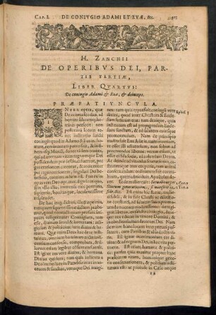 H. Zanchii De Operibus Dei, Partis Tertiae, Liber Quartus: