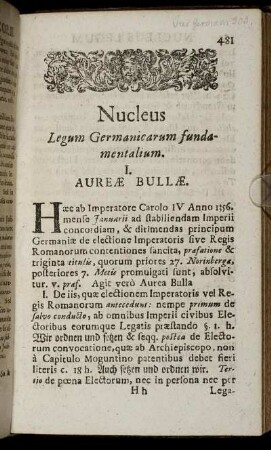 Legum Germanicarum fundamentalium nucleus.