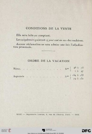Conditions de la vente