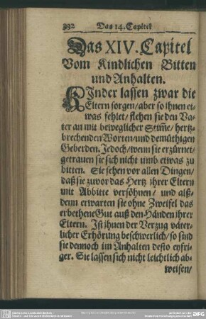 Das XIV. Capitel Vom Kindlichen Bitten und Anhalten