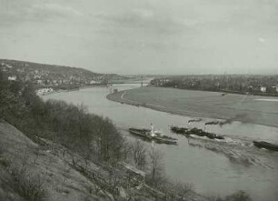 Dresden. Blick vom Lingnerschloss nach Südosten über das Elbtal zur Loschwitzer Brücke (Blaues Wunder) : Dresden, Blaues Wunder
