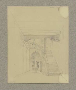 Innenhof mit Brunnen und Treppenaufgang in Venedig
