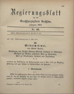 Nr. 162: Fischereiordnung vom 17. Juli 1918