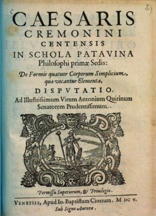 De formis quatuor corporum simplicium, quae vocantur Elementa disputatio