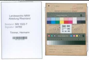 Entnazifizierung Hermann Timmer , geb. 22.10.1921 (Kaufmaennische Angestellte)