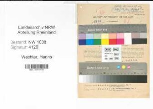 Entnazifizierung Hanns Wachter , geb. 04.06.1907 (Bankangestellter)