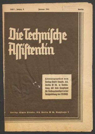Die Technische Assistentin. Jahrgang 8 (1941) 1-12