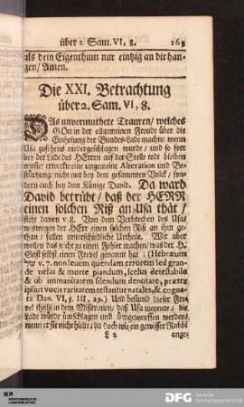 Die XXI. Betrachtung über 2. Sam. VI, 8.