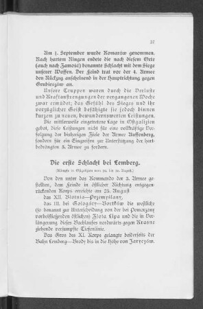 Die erste Schlacht bei Lemberg.