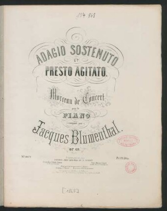 Adagio sostenuto et Presto agitato : morceau de concert pour le piano ; op. 69