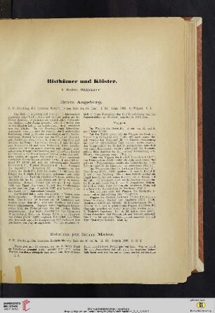 Bisthümer und Klöster. 1. Reihe: Bisthümer