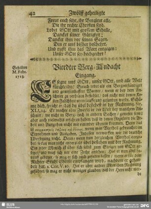 Vierdter Berg-Andacht Eingang