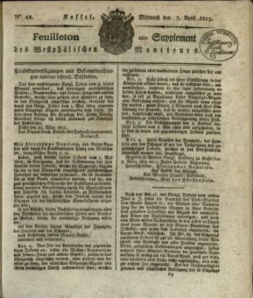 No. 28, Mittwoch den 7. April 1813