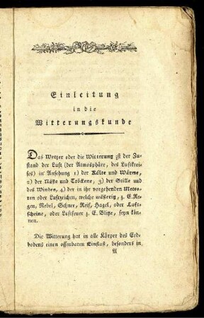 Einleitung in die Witterungskunde