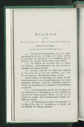Statuten für die Rabbiner - Versammlungen.