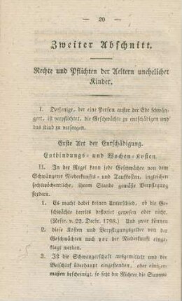 Zweiter Abschnitt. Rechte und Pflichten der Aeltern unehelicher Kinder.