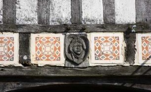Frankreich. Haute Normandie. Seine Maritime. Sommery. Ferme de Bray. Alter Hof mit Oekomuseum. Detail der Fachwerkfassade