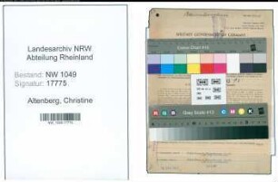 Entnazifizierung Christine Altenberg , geb. 23.03.1885 (Geschaeftsfrau)