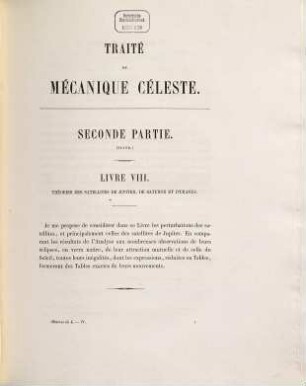 Œuvres complètes de Laplace. 4, Traité de mécanique céleste ; T. 4