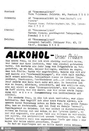 Alkohol - unser Problem