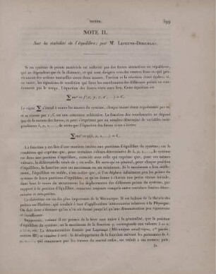 Note II. Sur la stabilité de l'équilibre.