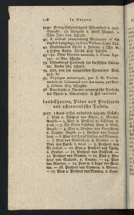 116-152, Land-Charten, Pläne und Prospecte und astronomische Tafeln