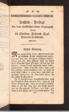 Leichen-Predigt.
