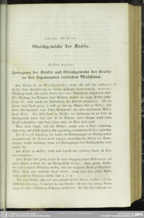 Zweiter Abschnitt. Gleichgewicht der Kräfte