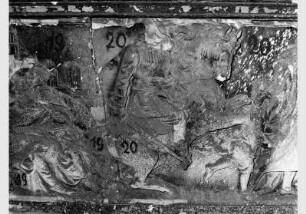 Blick auf den "Kulturgeschichtlichen Fries" von Otto Geyer im Treppenhaus der Nationalgalerie