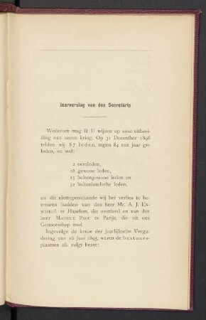 Jaarverslag van den Secretaris
