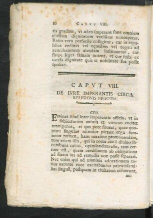 Caput VIII. De Iure Imperantis Circa Religionis Negotia