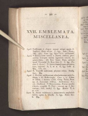 XVII. Emblemata. Miscellanea.