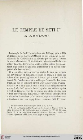 Le temple de Séti Ier à Abydos