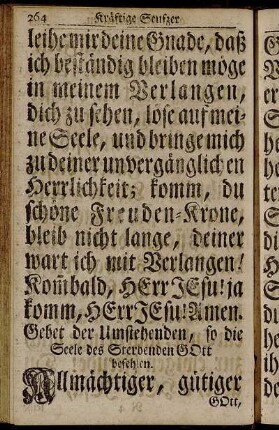 Gebet der Umstehenden, so die Seele des Sterbenden Gott befehlen