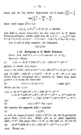 § 14. Zerlegung in 57 fünfte Potenzen.