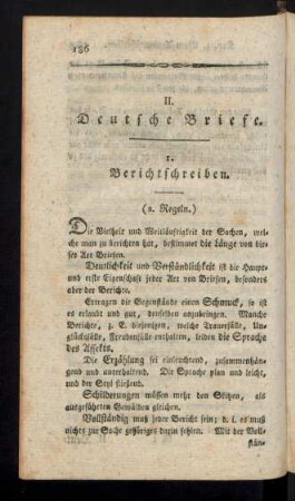 I. Berichtschreiben.