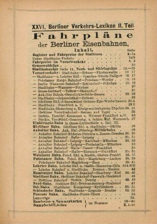 II. Teil. Fahrpläne der Berliner Eisenbahnen