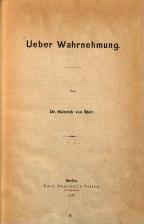 Ueber Wahrnehmung