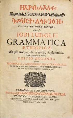 Iobi Ludolfi grammatica Aethiopica