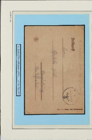 Privat-Feldpost-Kartenbrief, Schiffsname/Landeinheit: 9. Schiffsstammabteilung; Frankatur, Mi.-Nr.: [Keine]; Poststempel: Feldpost b 14 12 43; Nebenstempel: [Keine]