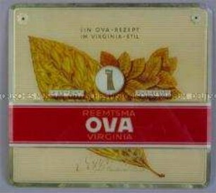 Werbeschild aus Glas für "Ova"-Zigaretten
