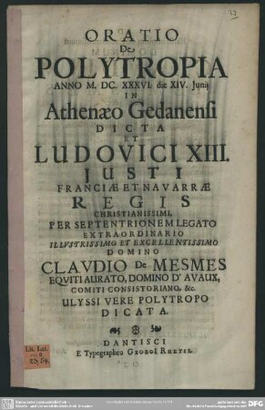 Oratio de polytropia