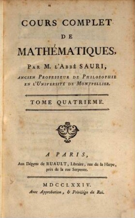 Cours Complet De Mathématiques, 4