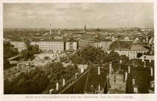 Blick vom Matthäikirchturm auf den nördlichen Teil der Stadt Leipzig
